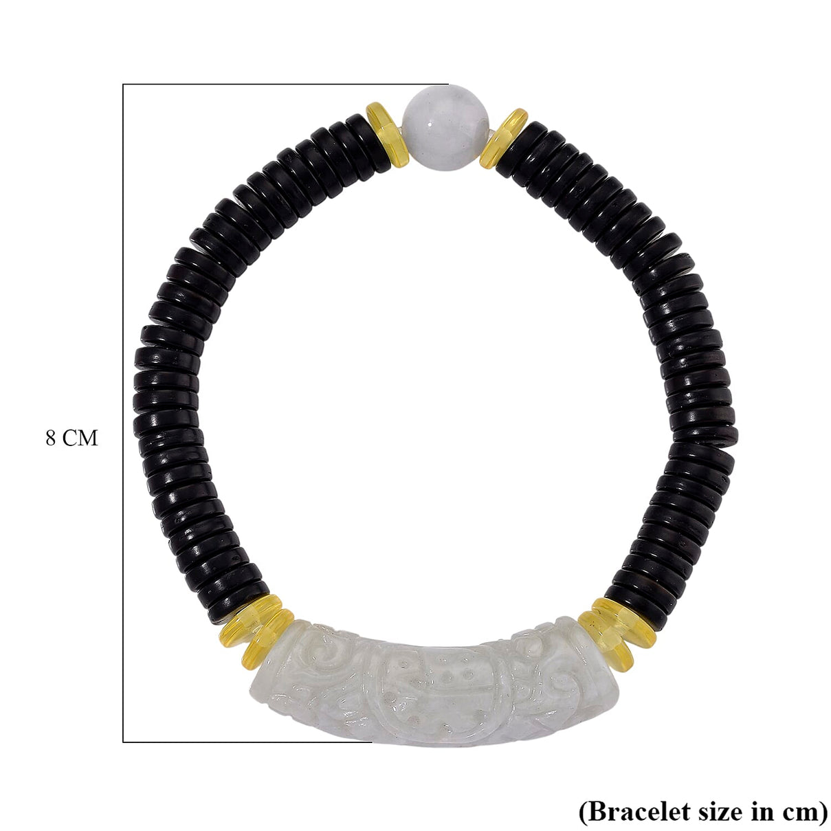 Super Rare - Natural Type A Burmese Jadeite Jade, Baltic Amber &amp; Coconut Shell Stretchable Bracelet 115.00 Ct 8192831 5