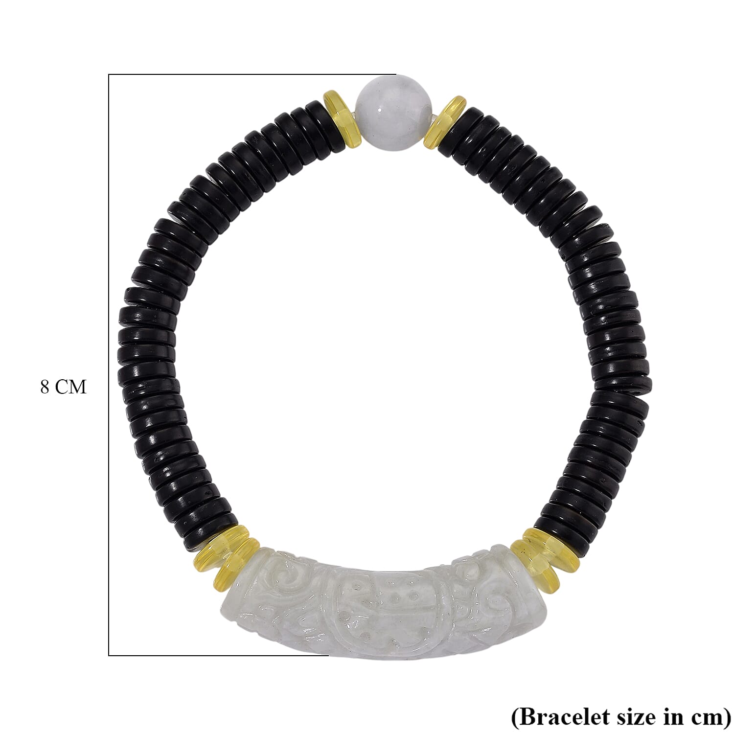 Super Rare - Natural Type A Burmese Jadeite Jade, Baltic Amber &amp; Coconut Shell Stretchable Bracelet 115.00 Ct 8192831 5
