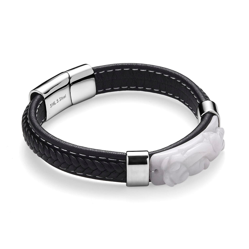 Natural Type A - White Jade Beads Bracelet (Size 8) in Rhodium Plated 90.00 Ct.