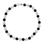 The Ultimate Monochrome Chic - Natural Type A White Jade & Black Jade Necklace (Size - 20) with Magnetic Clasp in Rhodium Overlay Sterling Silver 720.00 Ct.