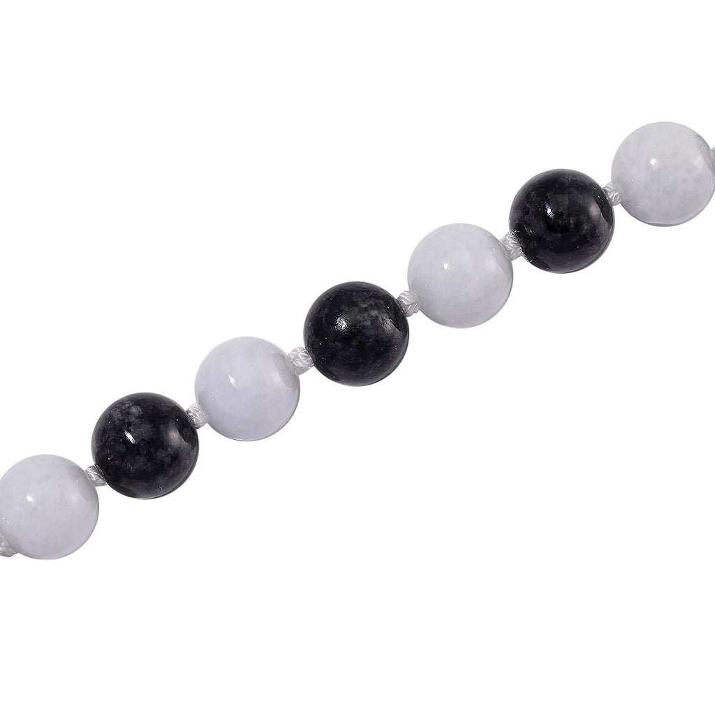 The Ultimate Monochrome Chic - Natural Type A White Jade & Black Jade Necklace (Size - 20) with Magnetic Clasp in Rhodium Overlay Sterling Silver 720.00 Ct.