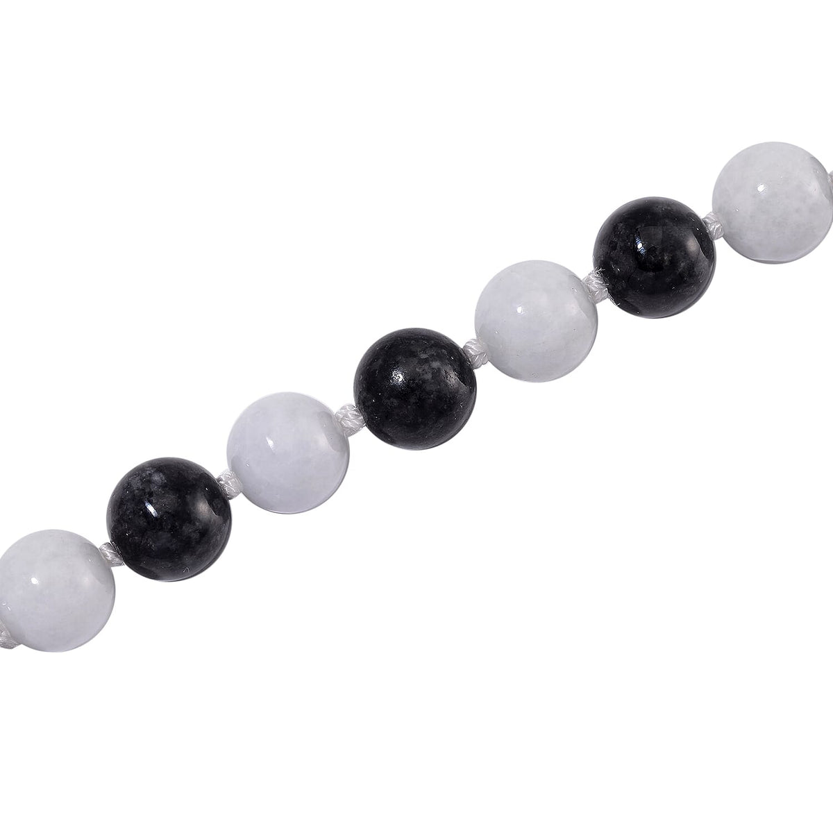 Natural Type A White Jade and Black Jade Necklace (Size - 20) with Magnetic Clasp in Rhodium Overlay Sterling Silver 720.00 Ct. 8088273 4