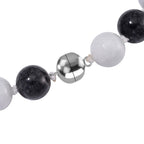 The Ultimate Monochrome Chic - Natural Type A White Jade & Black Jade Necklace (Size - 20) with Magnetic Clasp in Rhodium Overlay Sterling Silver 720.00 Ct.