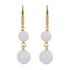 Natural White Jade Earring with Lever Back in Yellow Gold Plated Sterling Silver 23.00 Ct.