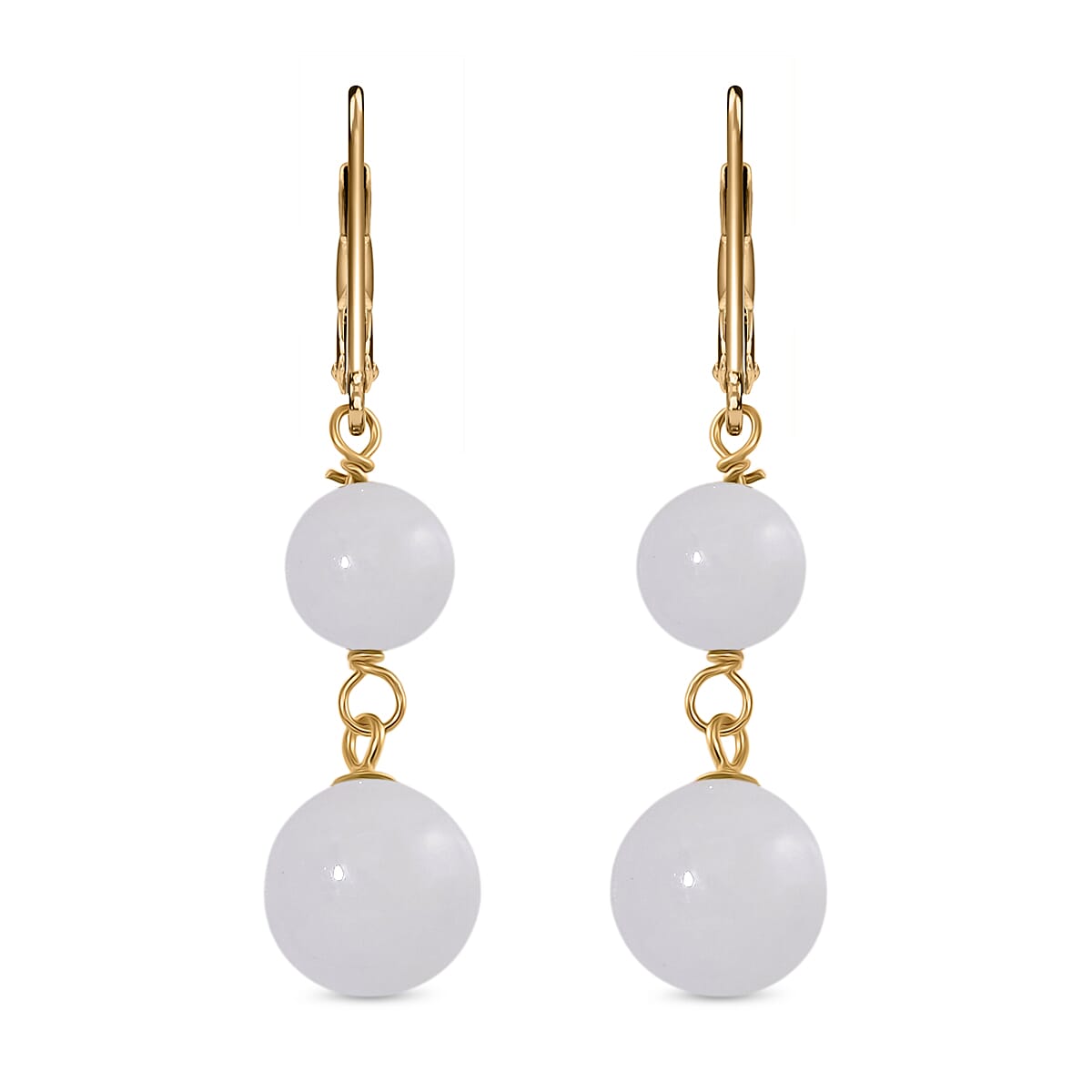 Natural White Jade Earring with Lever Back in Yellow Gold Plated Sterling Silver 23.00 Ct. 8111681 0