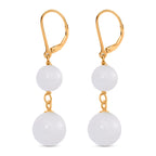 Natural White Jade Earring with Lever Back in Yellow Gold Plated Sterling Silver 23.00 Ct.