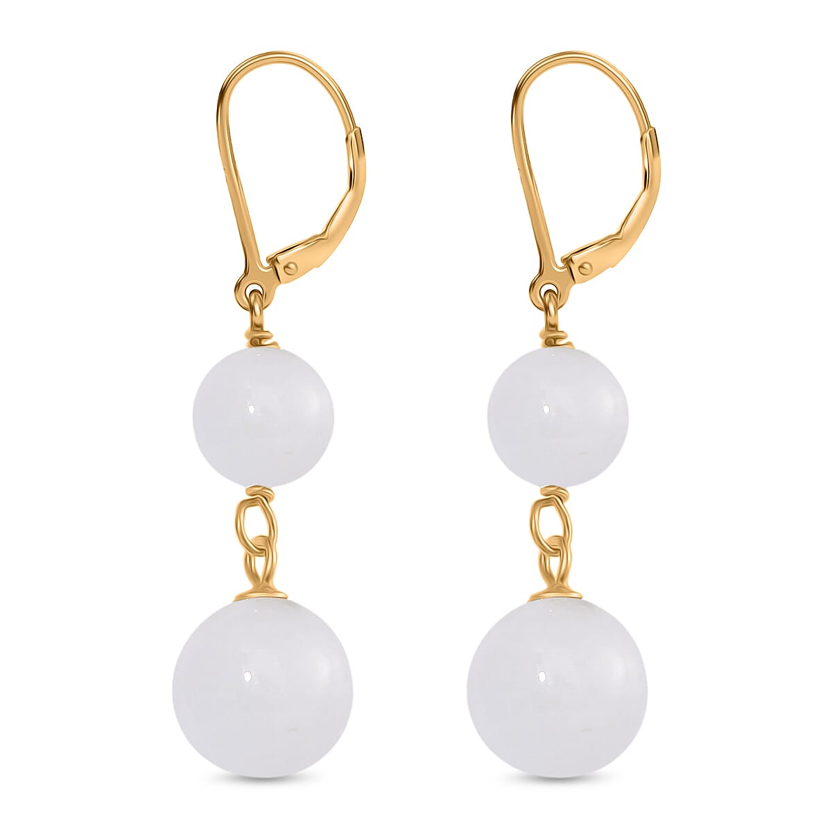 Natural White Jade Earring with Lever Back in Yellow Gold Plated Sterling Silver 23.00 Ct. 8111681 4