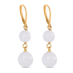 Natural White Jade Earring with Lever Back in Yellow Gold Plated Sterling Silver 23.00 Ct.
