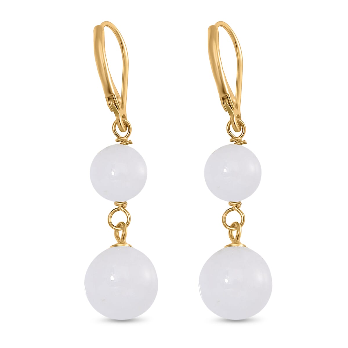 Natural White Jade Earring with Lever Back in Yellow Gold Plated Sterling Silver 23.00 Ct. 8111681 5