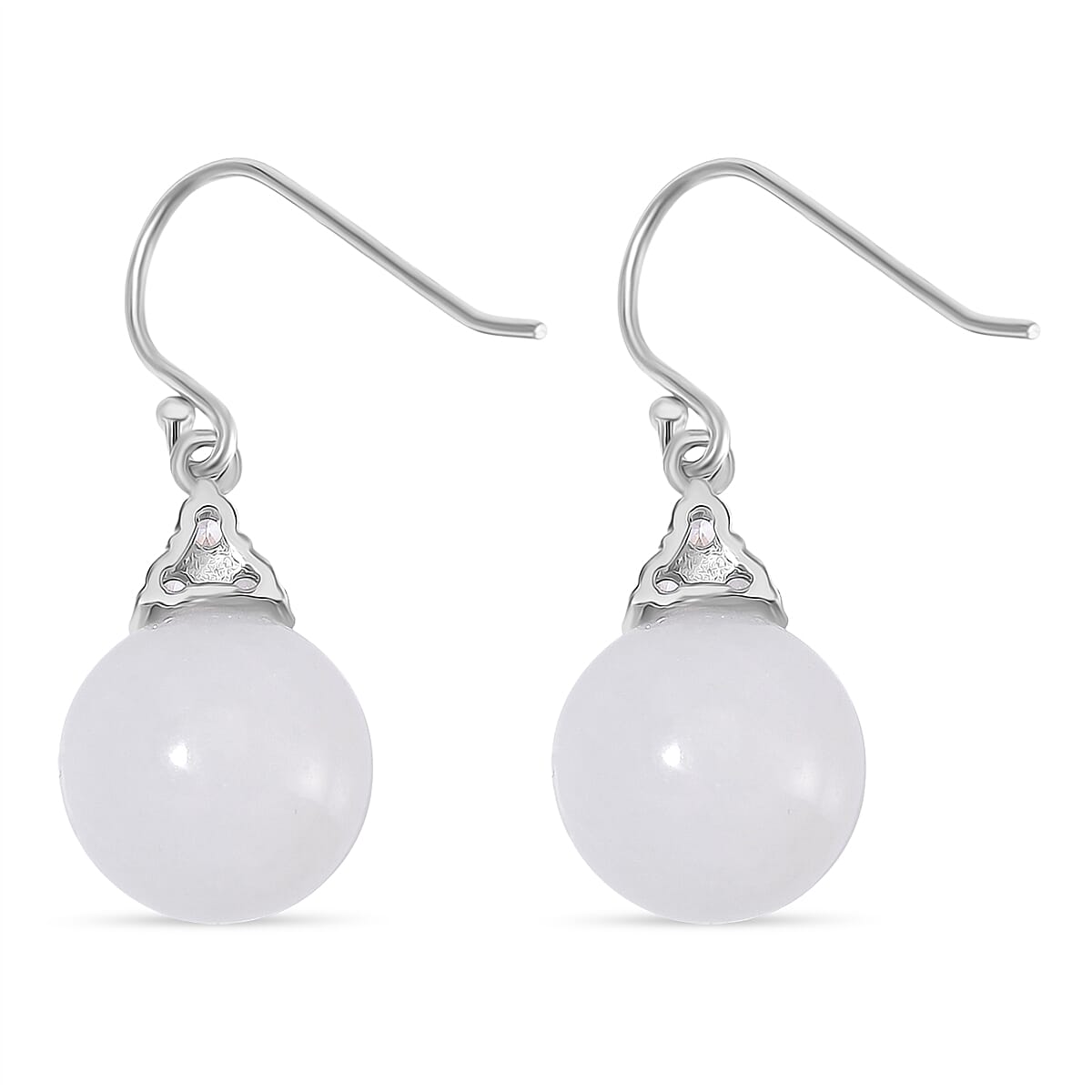 Natural White Jade Drop Earring with Lever Back in Rhodium Overlay Sterling Silver 26.00 Ct. 8111132 4