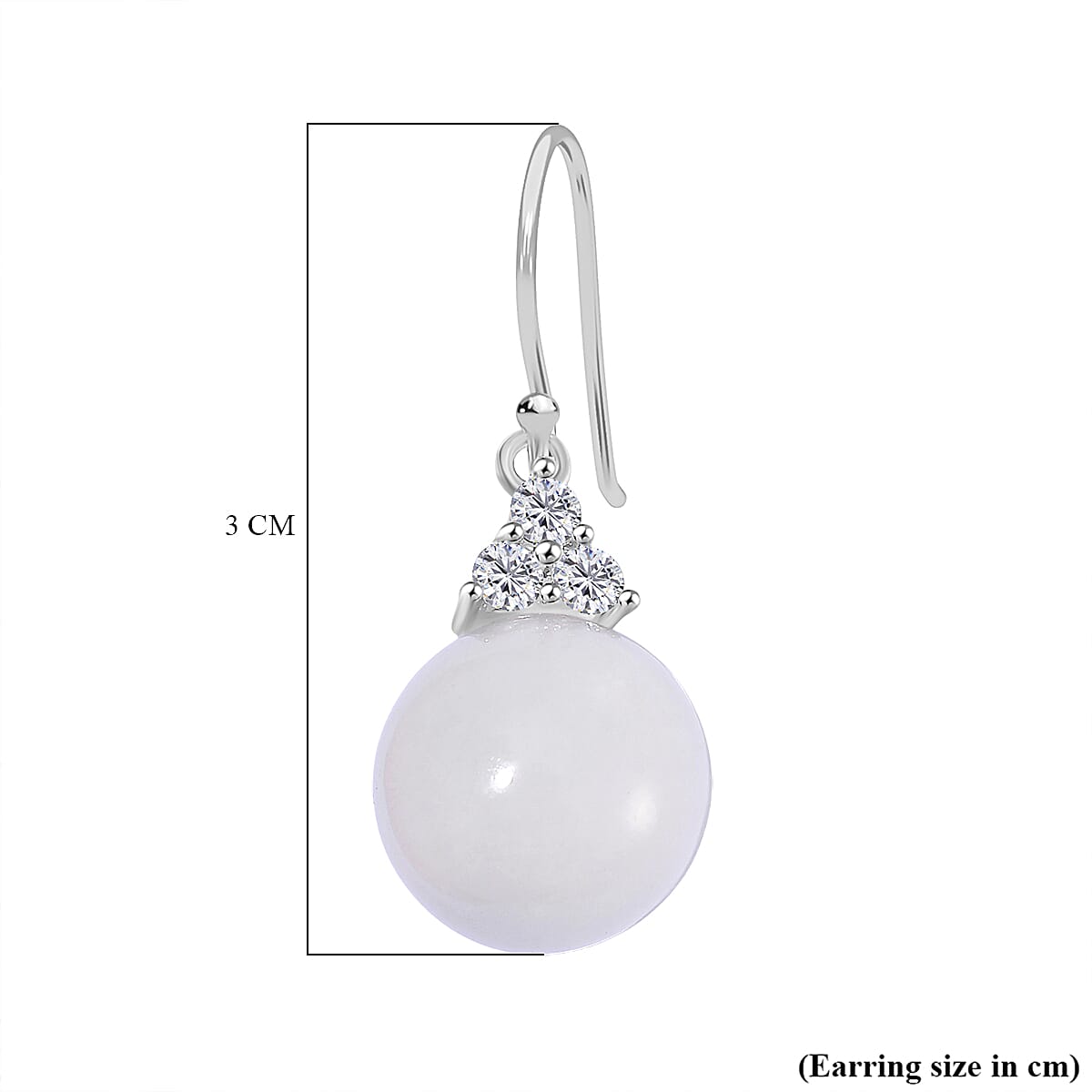 Natural White Jade Drop Earring with Lever Back in Rhodium Overlay Sterling Silver 26.00 Ct. 8111132 5