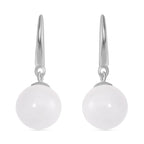 Natural Jadeite Jade Hoop Earrings in Rhodium Overlay Sterling Silver 40.00 Ct