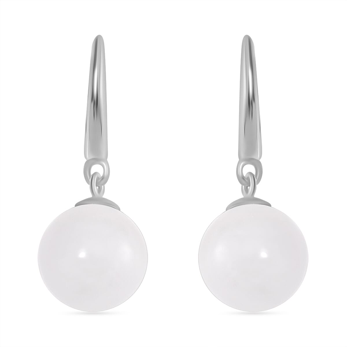 Natural Jadeite Jade Hoop Earrings in Rhodium Overlay Sterling Silver 40.00 ct. 7803029 0