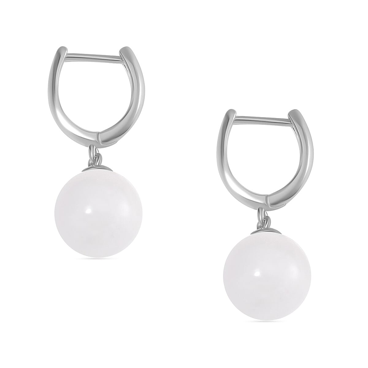 Natural Jadeite Jade Hoop Earrings in Rhodium Overlay Sterling Silver 40.00 ct. 7803029 3