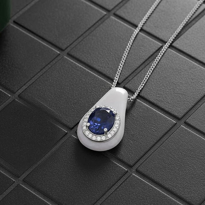 White Jade, Kyanite &amp; White Zircon Pendant with Chain (Size 18) in Rhodium Overlay Sterling Silver 6.23 Ct. 4360258 2