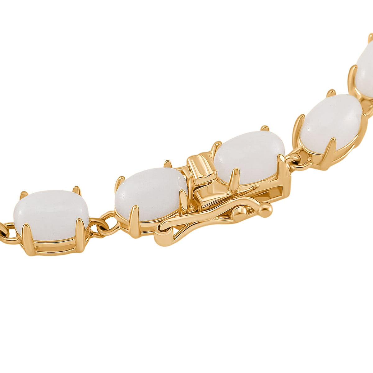 White Jade Linking Bracelet (Size - 7) in 18K Vermeil Yellow Gold Over Sterling Silver 15.76 Ct. 7876244 3
