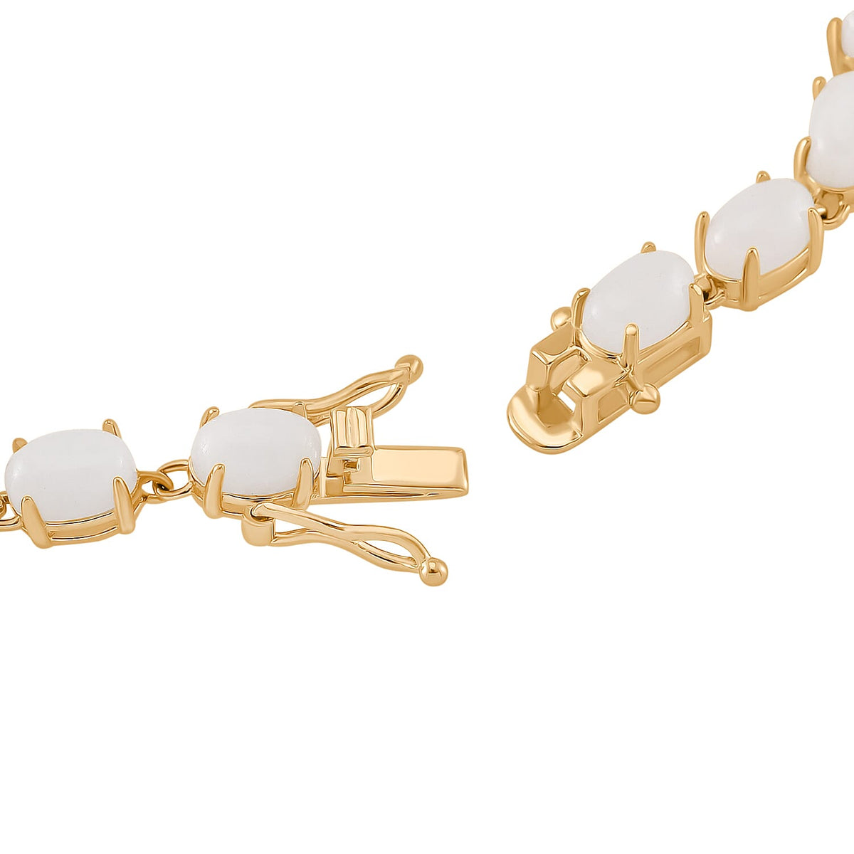 White Jade Linking Bracelet (Size - 7) in 18K Vermeil Yellow Gold Over Sterling Silver 15.76 Ct. 7876244 4