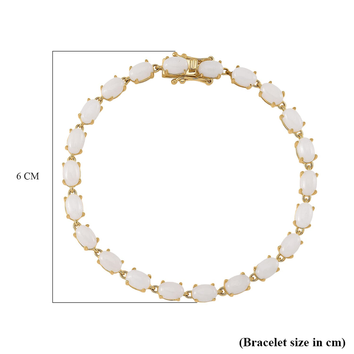 White Jade Linking Bracelet (Size - 7) in 18K Vermeil Yellow Gold Over Sterling Silver 15.76 Ct. 7876244 5