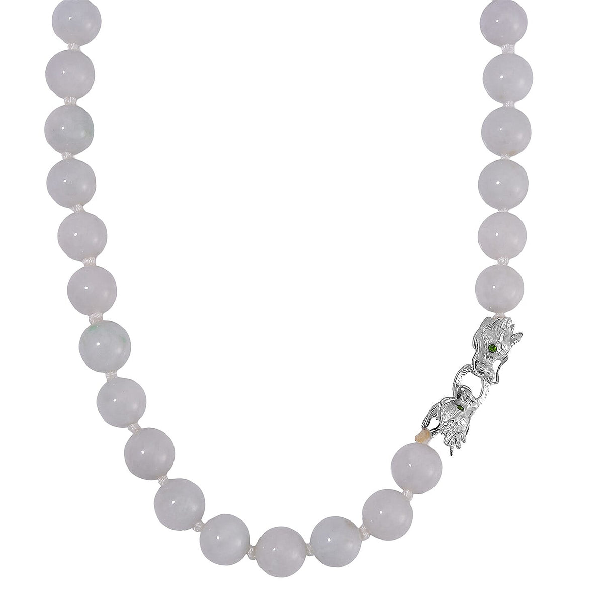 Rare 100% Natural Jadeite Jade, Chrome Diopside Necklace with Dragon Head Clasp (Size - 20) in Rhodium Overlay Sterling Silver 615.10 Ct 7799520 0