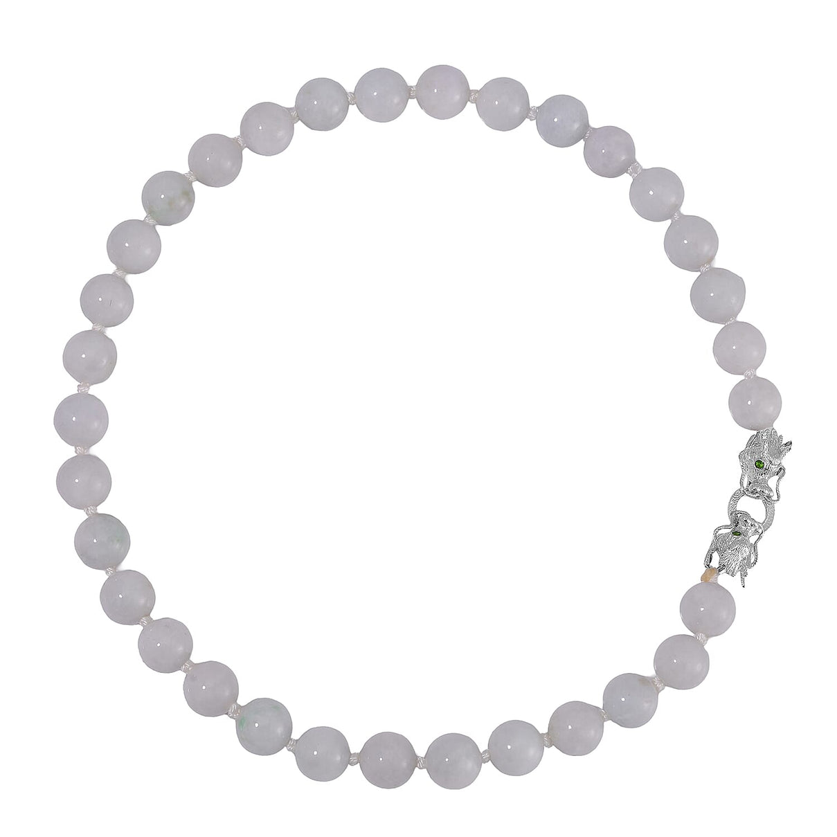 Rare 100% Natural Jadeite Jade, Chrome Diopside Necklace with Dragon Head Clasp (Size - 20) in Rhodium Overlay Sterling Silver 615.10 Ct 7799520 3