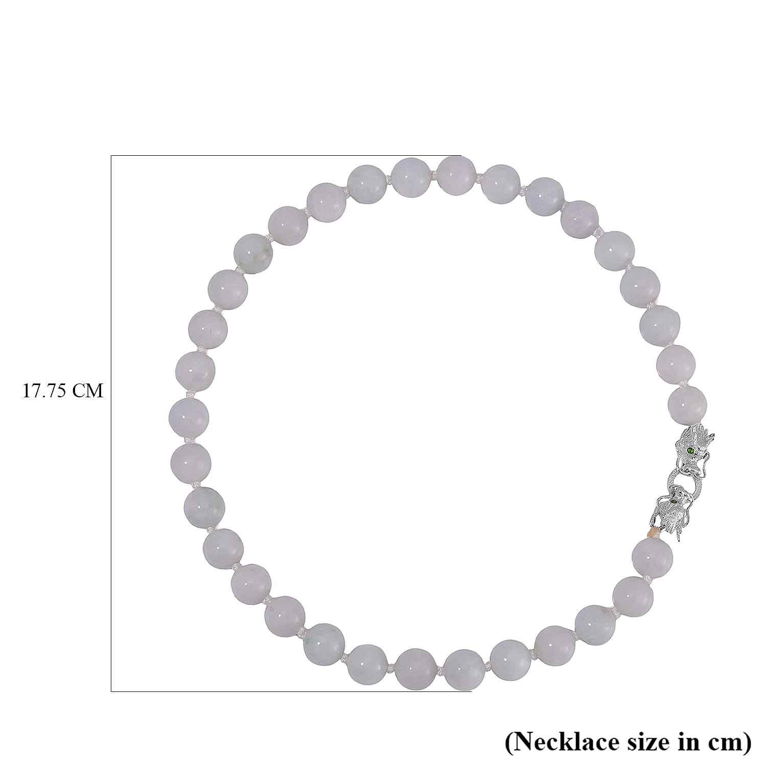 Rare 100% Natural Jadeite Jade, Chrome Diopside Necklace with Dragon Head Clasp (Size - 20) in Rhodium Overlay Sterling Silver 615.10 Ct 7799520 5