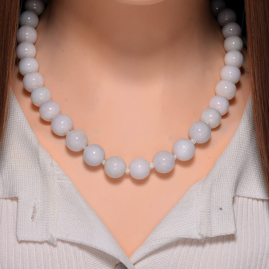 Natural Type A Jadeite Necklace (Size - 20) With Sterling Silver Magnetic Clasp 660.0 Ct.