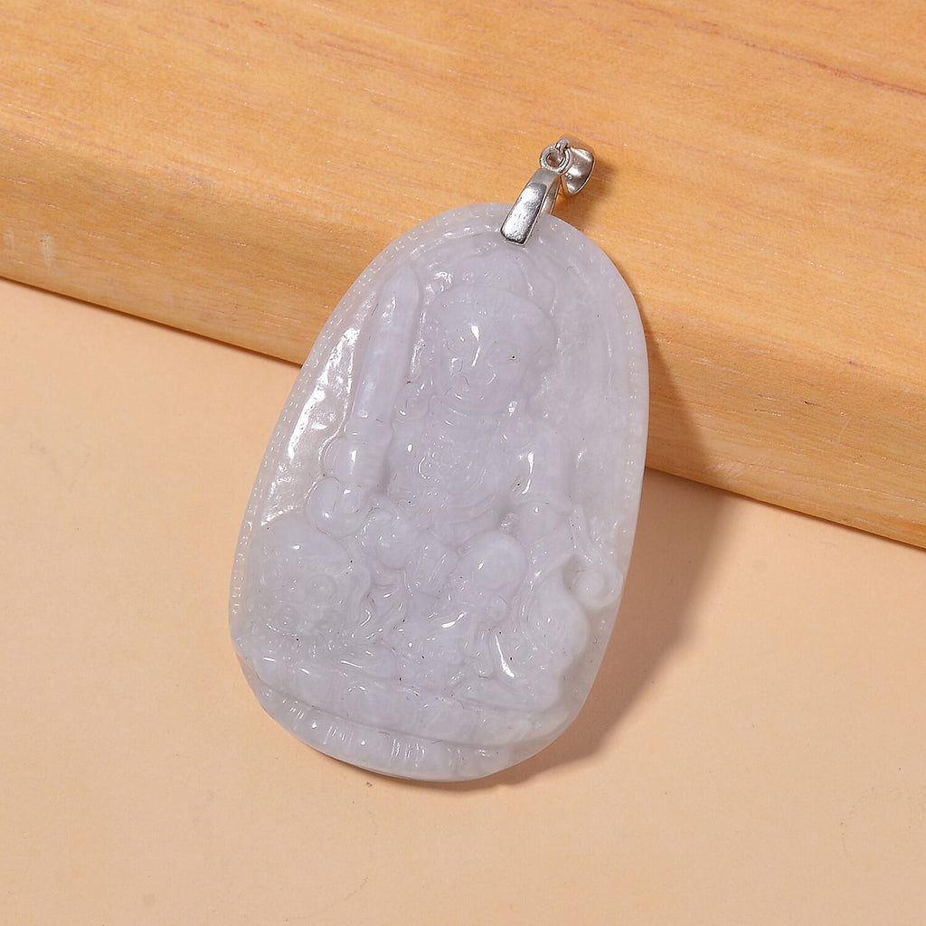 White Jade  Pendant in rhodium Sterling Silver 70.00 ct  70.000  Ct.