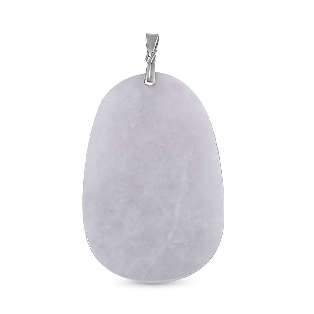 White Jade  Pendant in rhodium Sterling Silver 70.00 ct  70.000  Ct.