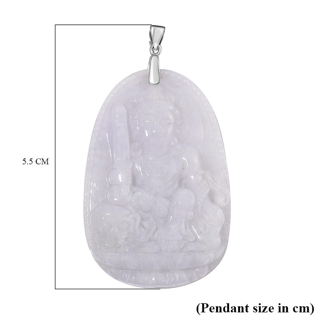 White Jade  Pendant in rhodium Sterling Silver 70.00 ct  70.000  Ct.