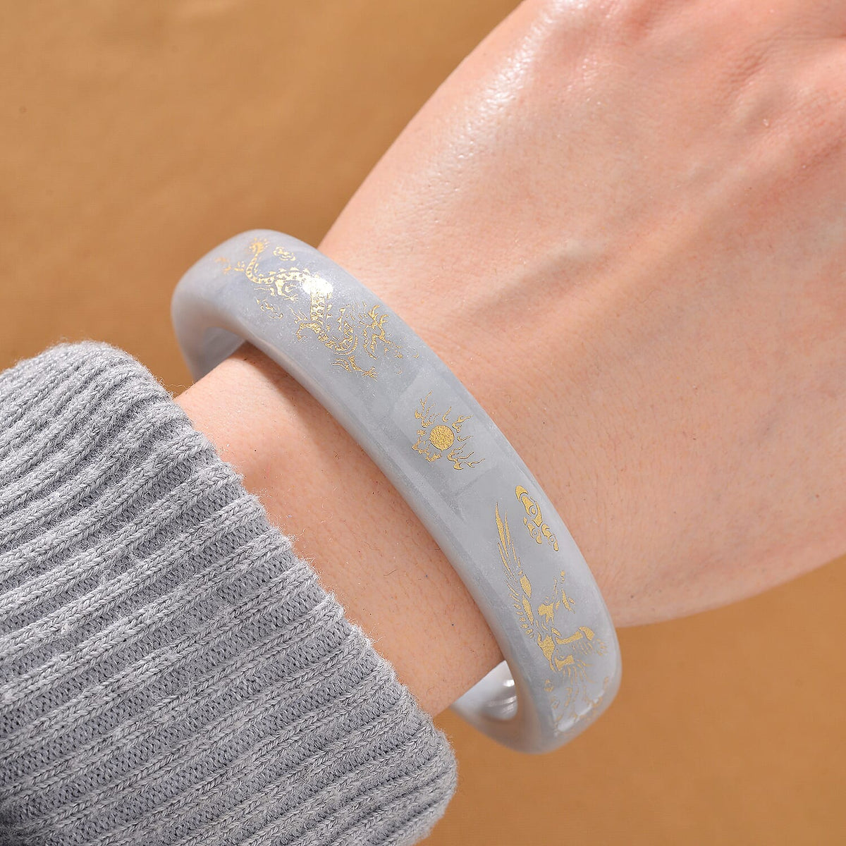 White Jade Stone Bangle (Size - 7.5) 300.00 Ct. 7968901 2