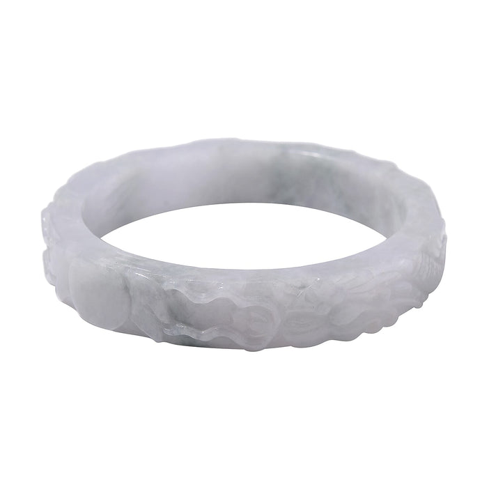 White Jade Stone Carved Bangle (Size - 7.5) 290 Ct. 7953517 1