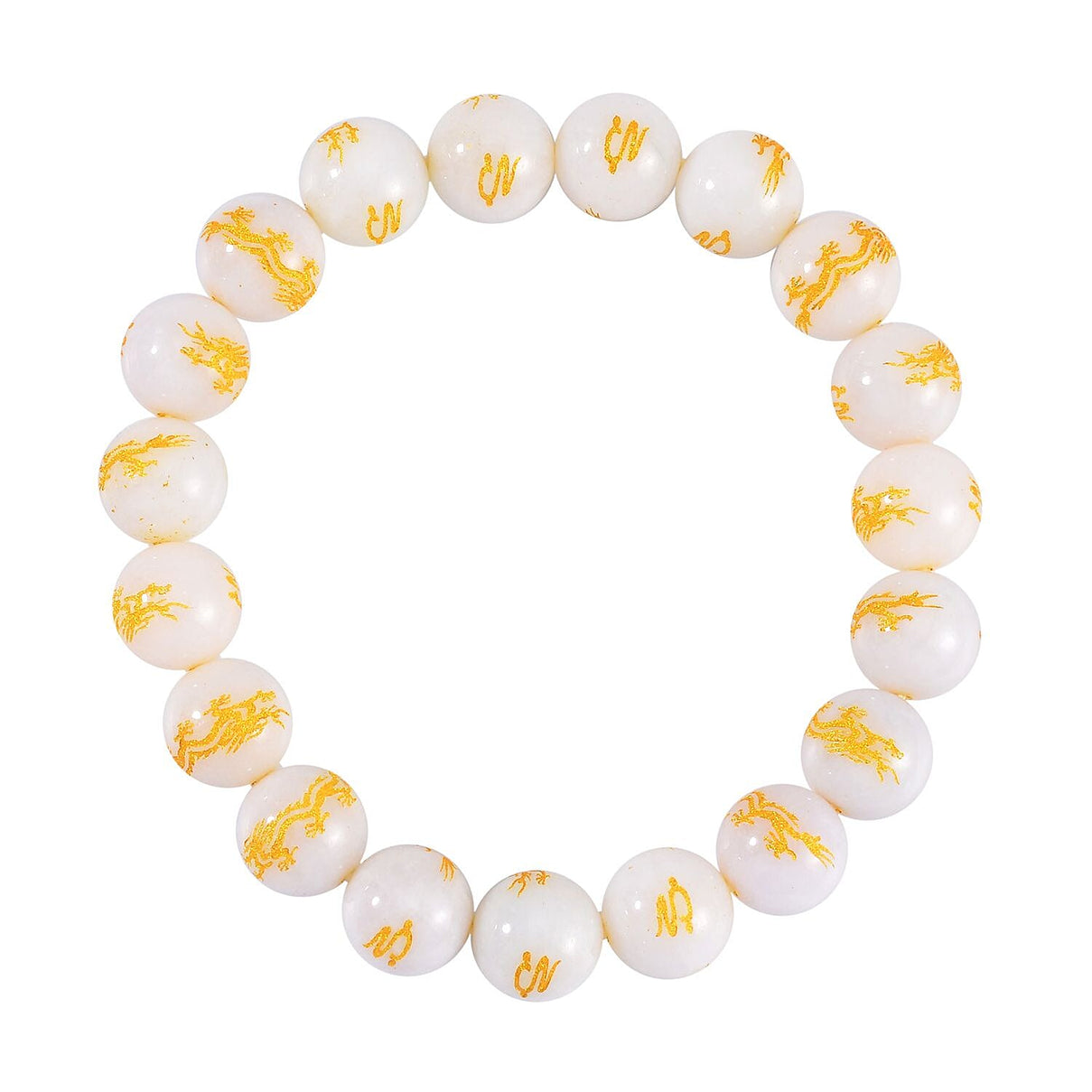 RARE FIND OF 2024 - NATURAL WHITE JADE Beads Bracelet (Size 6.5-7.5) 170.00 Ct. 7684844 3