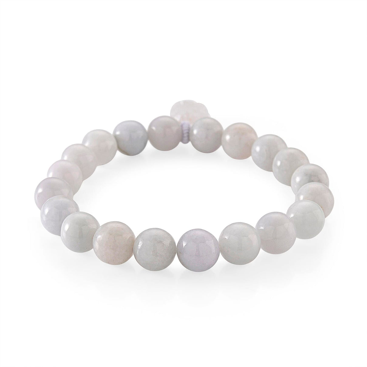 Natural White Jade Stretchable Bracelet with Snowflake Charm (Size - 7.5) 190.00 Ct. V32521490 4