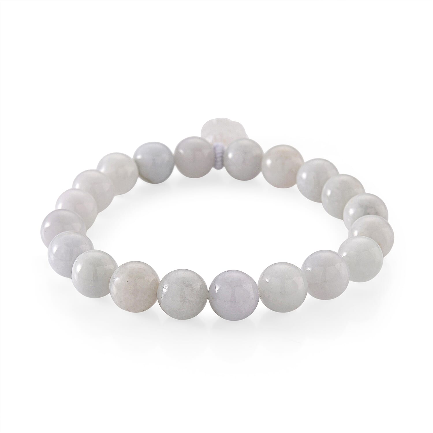 Natural White Jade Stretchable Bracelet with Snowflake Charm (Size - 7.5) 190.00 Ct. V32521490 4