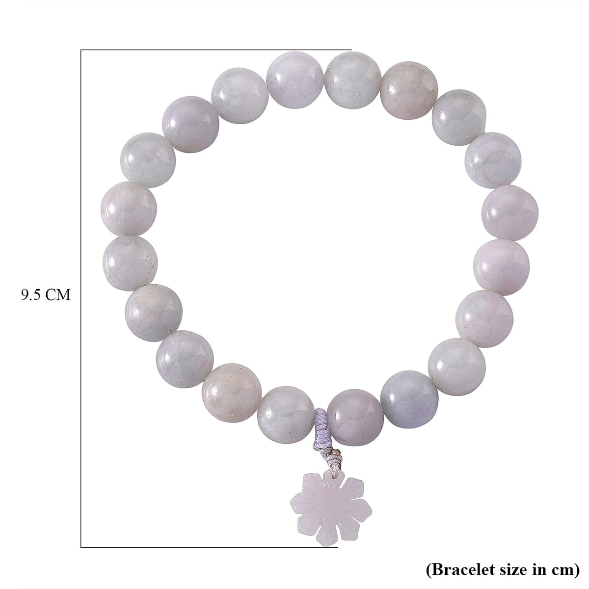 Natural White Jade Stretchable Bracelet with Snowflake Charm (Size - 7.5) 190.00 Ct. V32521490 5