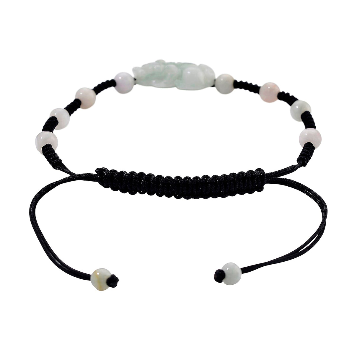 Natural White Jade Pixiu Charm Adjustable Bracelet (Size - 6 to 9.5) 8360048 5