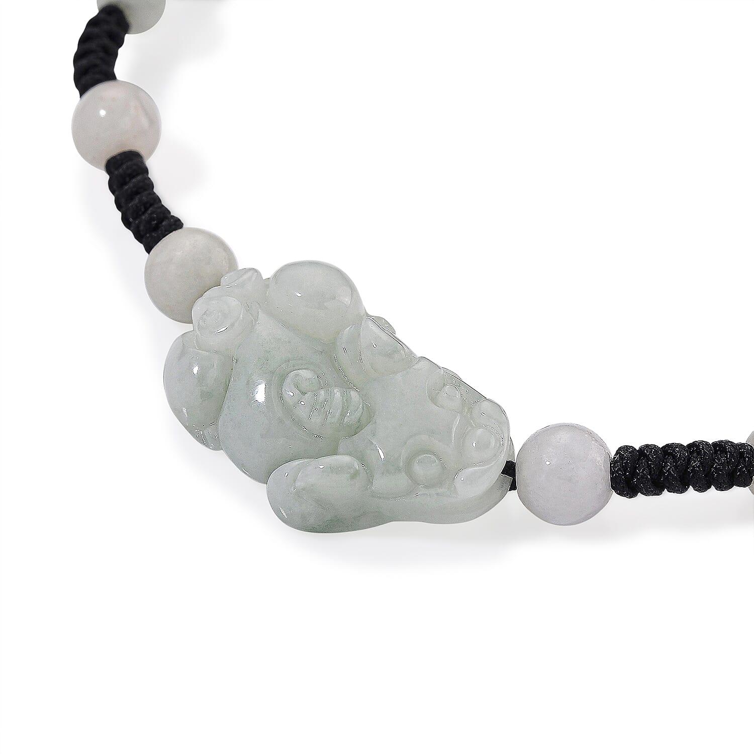 Natural White Jade Pixiu Charm Adjustable Bracelet (Size - 6 to 9.5) 8360048 6