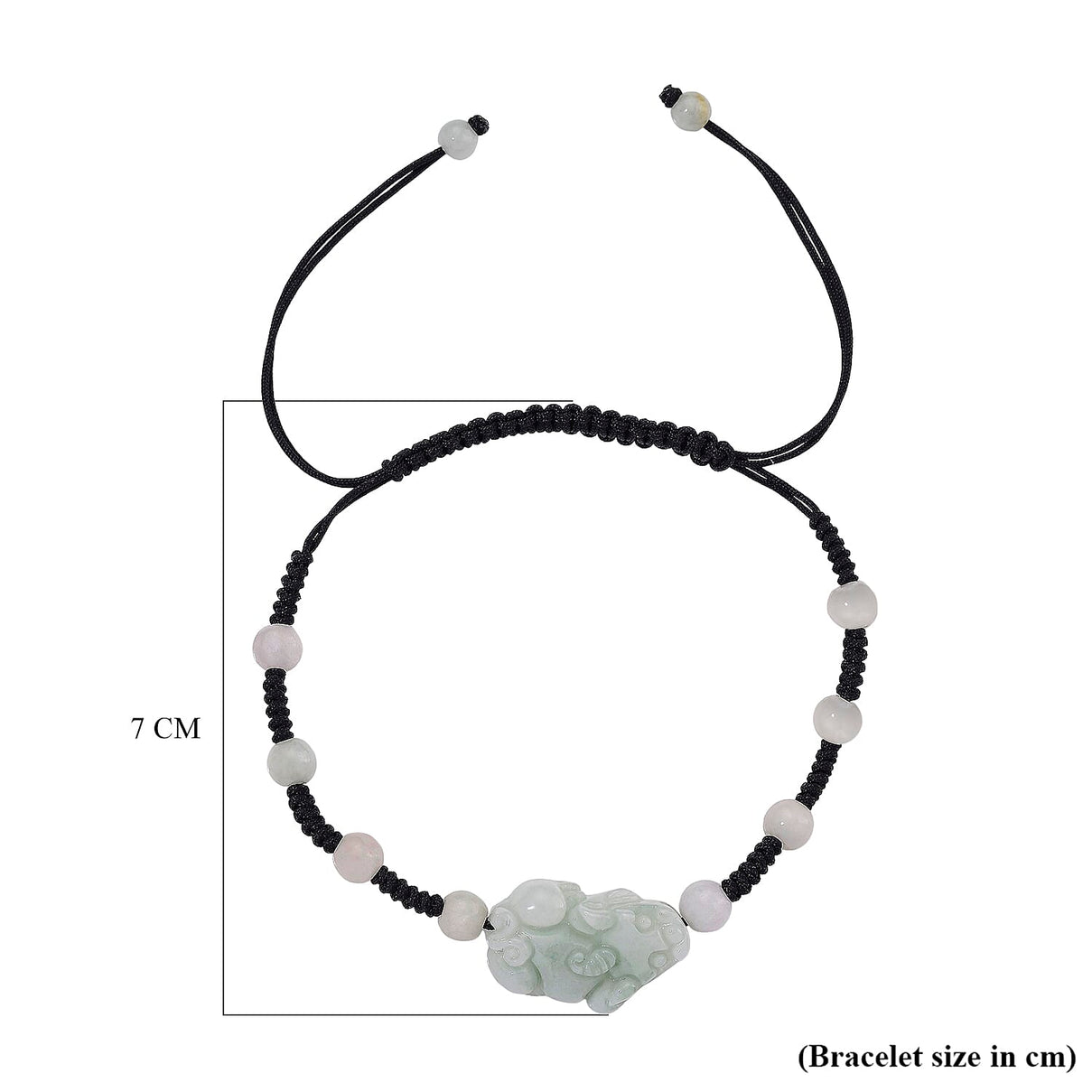 Natural White Jade Pixiu Charm Adjustable Bracelet (Size - 6 to 9.5) 8360048 7