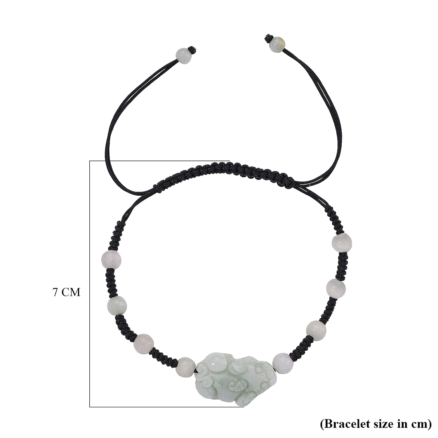 Natural White Jade Pixiu Charm Adjustable Bracelet (Size - 6 to 9.5) 8360048 7