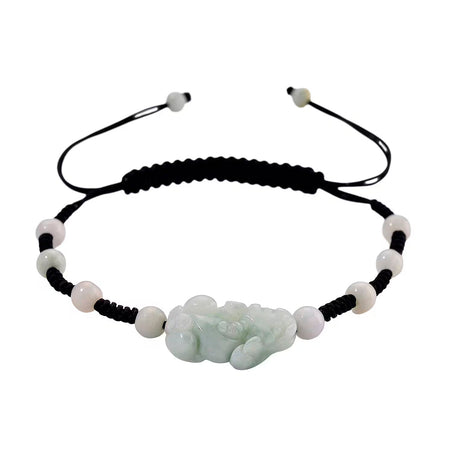 White Jade Beads Adjustable Pixiu Charm Bracelet (Size - 6.5 To 9) 35.00 Ct. 8483675 1