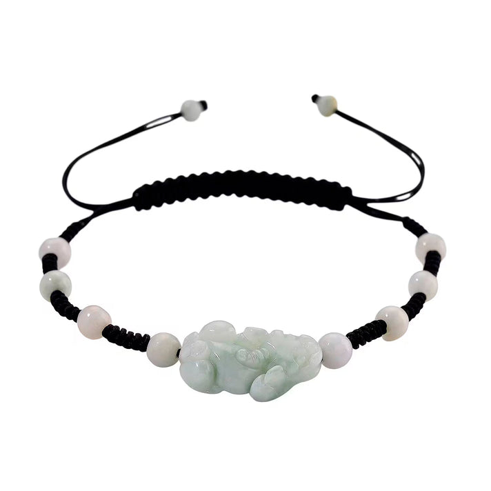 White Jade Beads Adjustable Pixiu Charm Bracelet (Size - 6.5 To 9) 35.00 Ct. 8483675 1