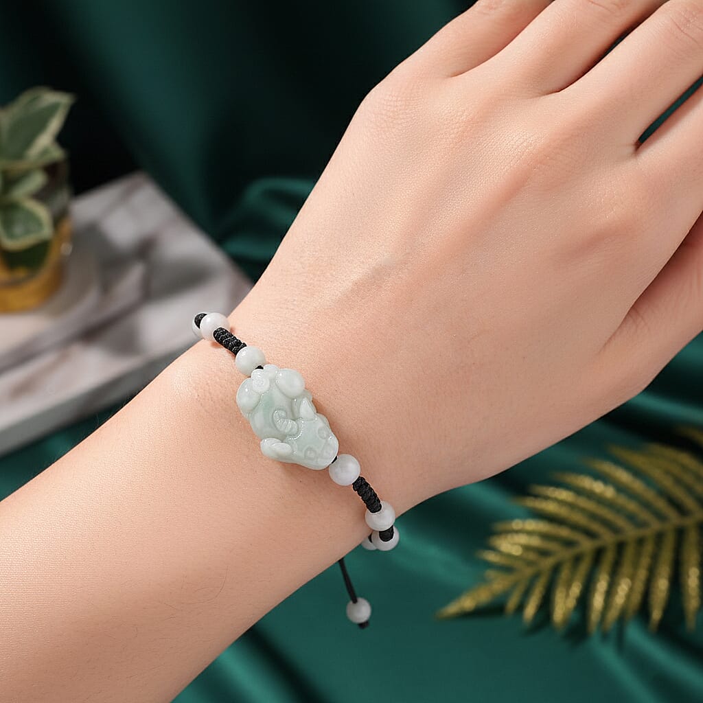 White Jade Beads Adjustable Pixiu Charm Bracelet (Size - 6.5 To 9) 35.00 Ct. 8483675 3
