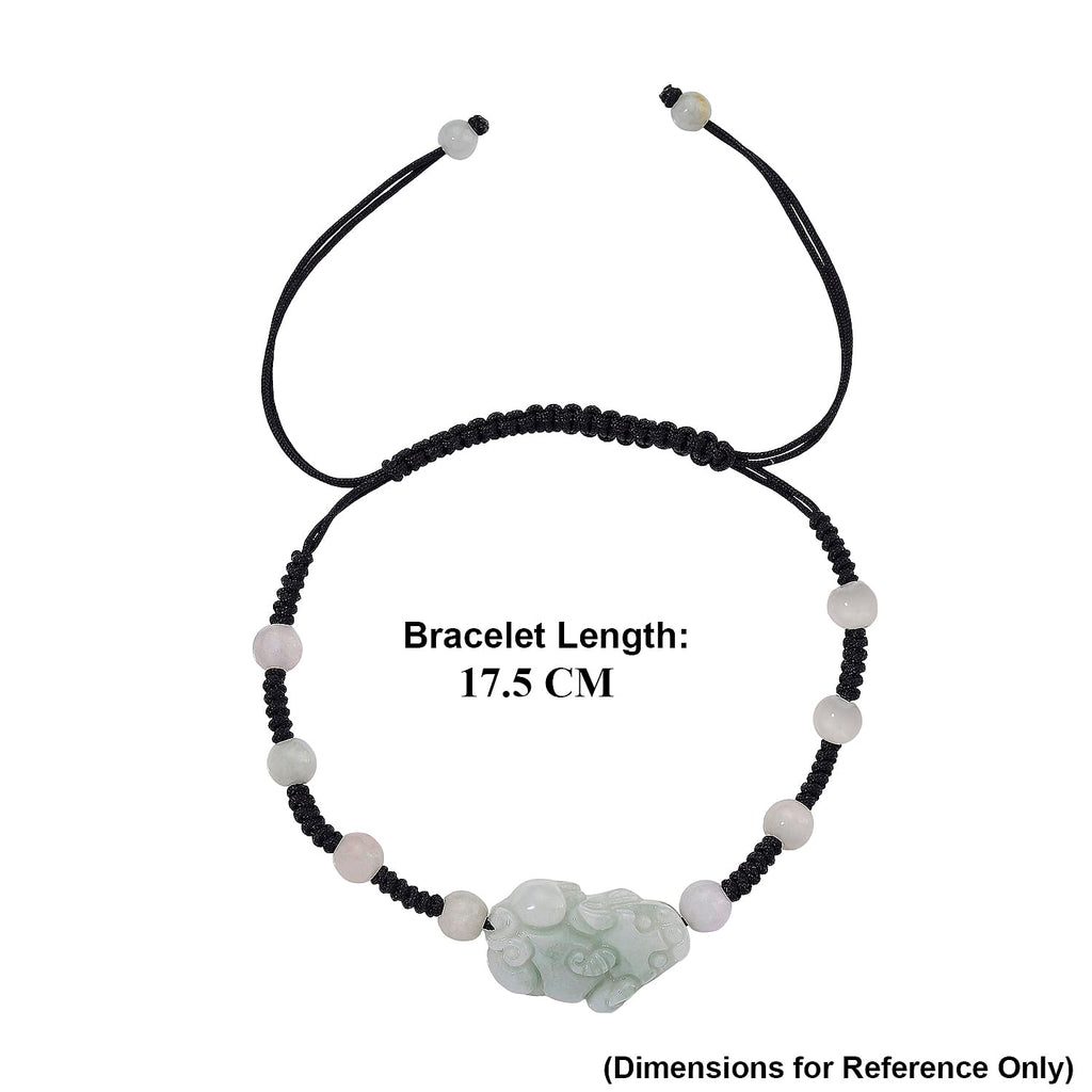 White Jade Beads Adjustable Pixiu Charm Bracelet (Size - 6.5 To 9) 35.00 Ct.