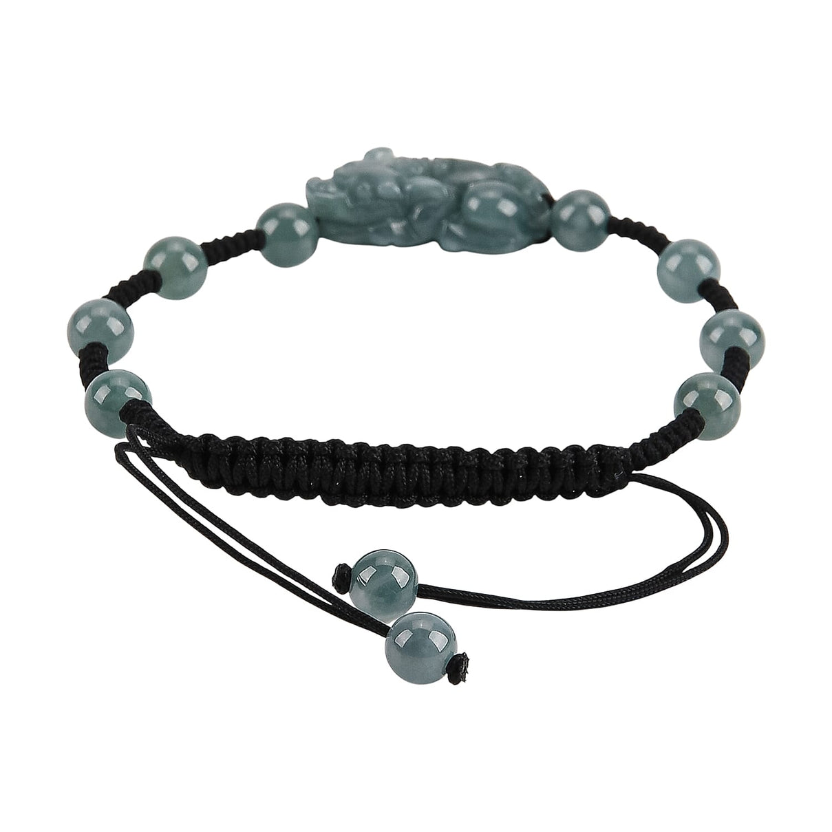 Natural Olmec Jadeite Jade Beads Adjustable Pixiu Charm Bracelet (Size - 6.5 To 9) 35.00 Ct. V32520867 4