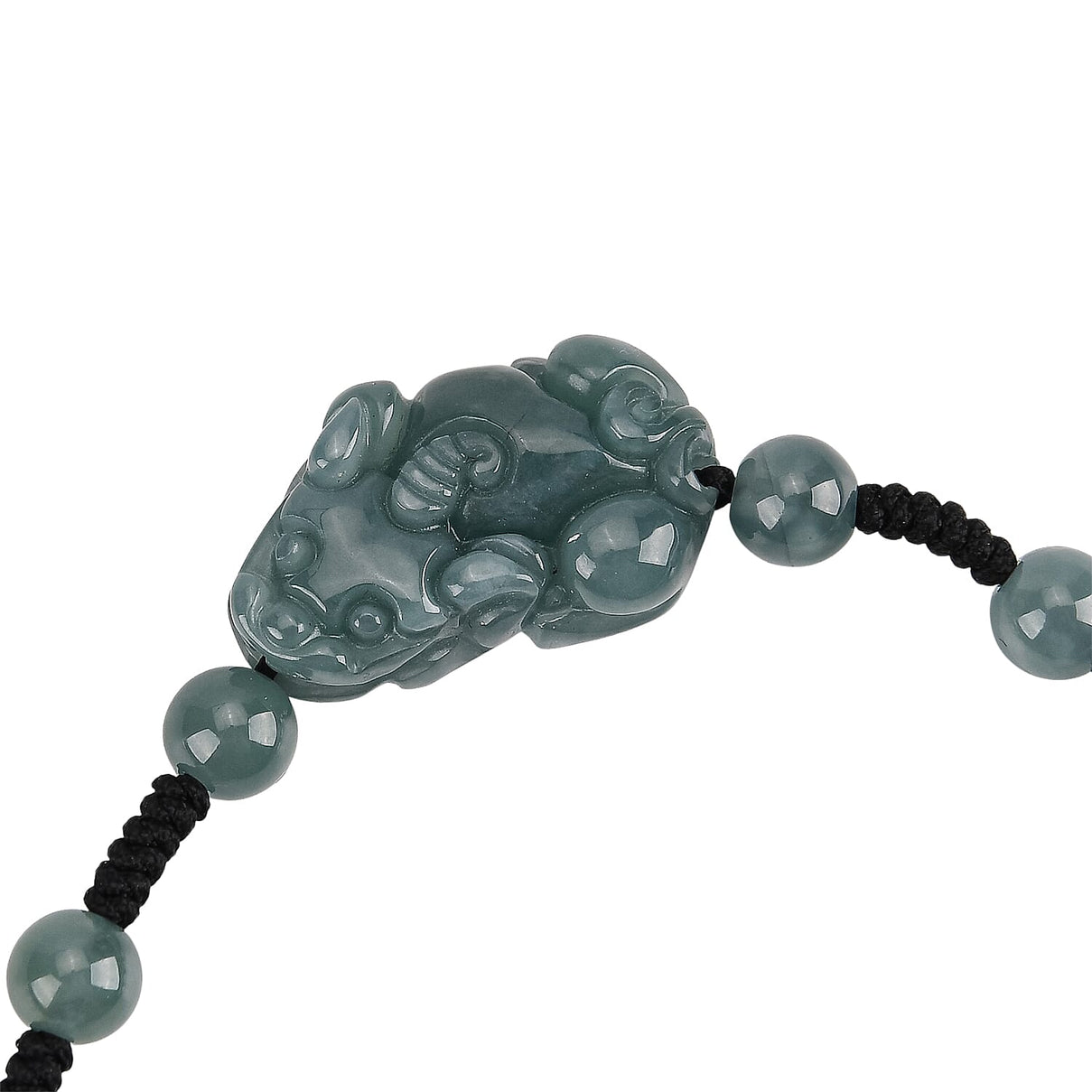 Natural Olmec Jadeite Jade Beads Adjustable Pixiu Charm Bracelet (Size - 6.5 To 9) 35.00 Ct. V32520867 5