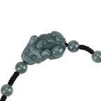 Natural Jadeite Jade Beads Adjustable Pixiu Charm Bracelet (Size - 6.5 To 9) 35.00 Ct.