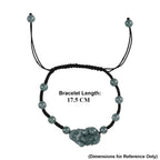 Natural Jadeite Jade Beads Adjustable Pixiu Charm Bracelet (Size - 6.5 To 9) 35.00 Ct.