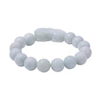 Natural Type A White Jadeite Bracelet With Pixiu Carving (Size - 7.5 Stretchable) 330.0 Ct.