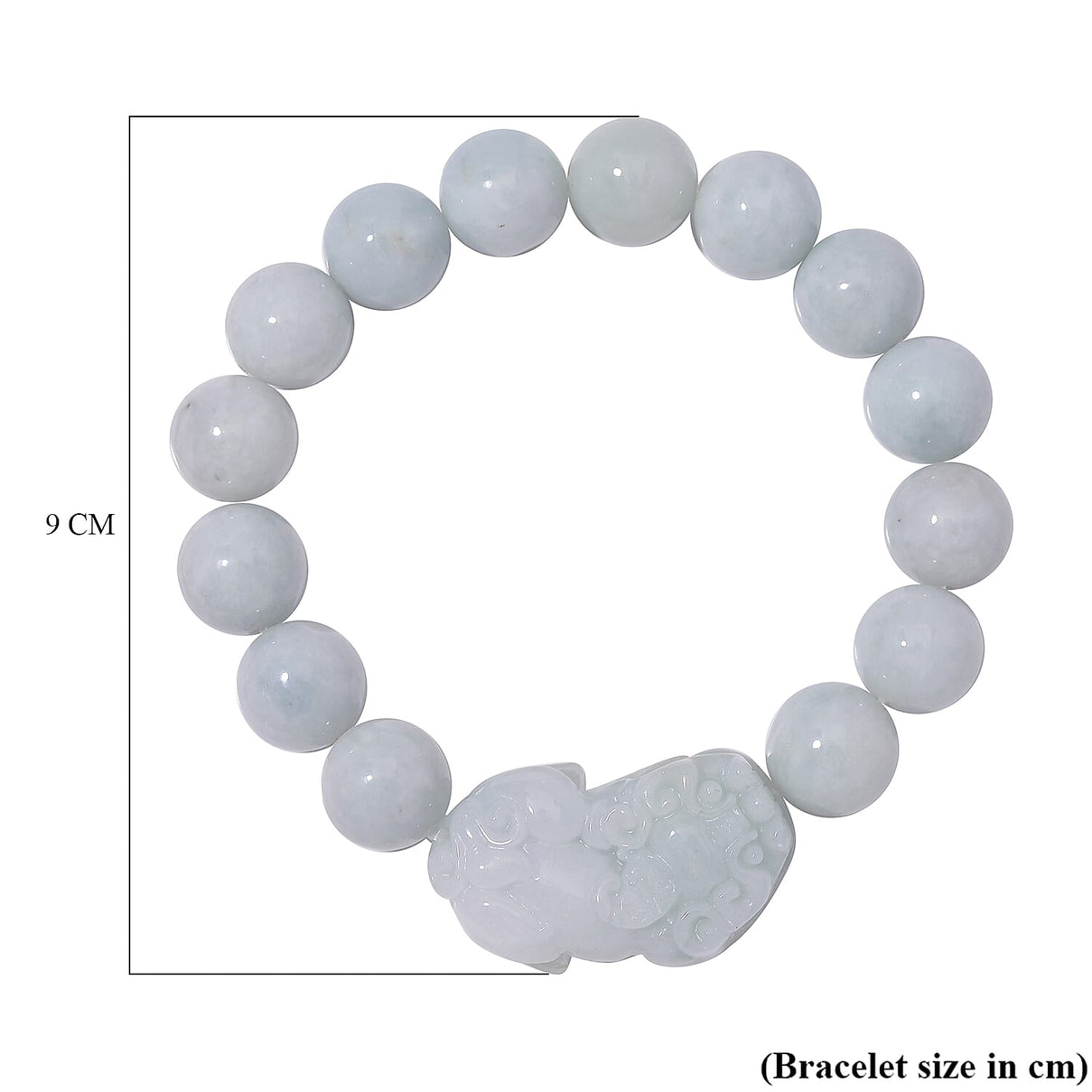 Natural Type A White Jadeite Bracelet With Pixiu Carving (Size - 7.5 Stretchable) 330.0 Ct. 7929638 5