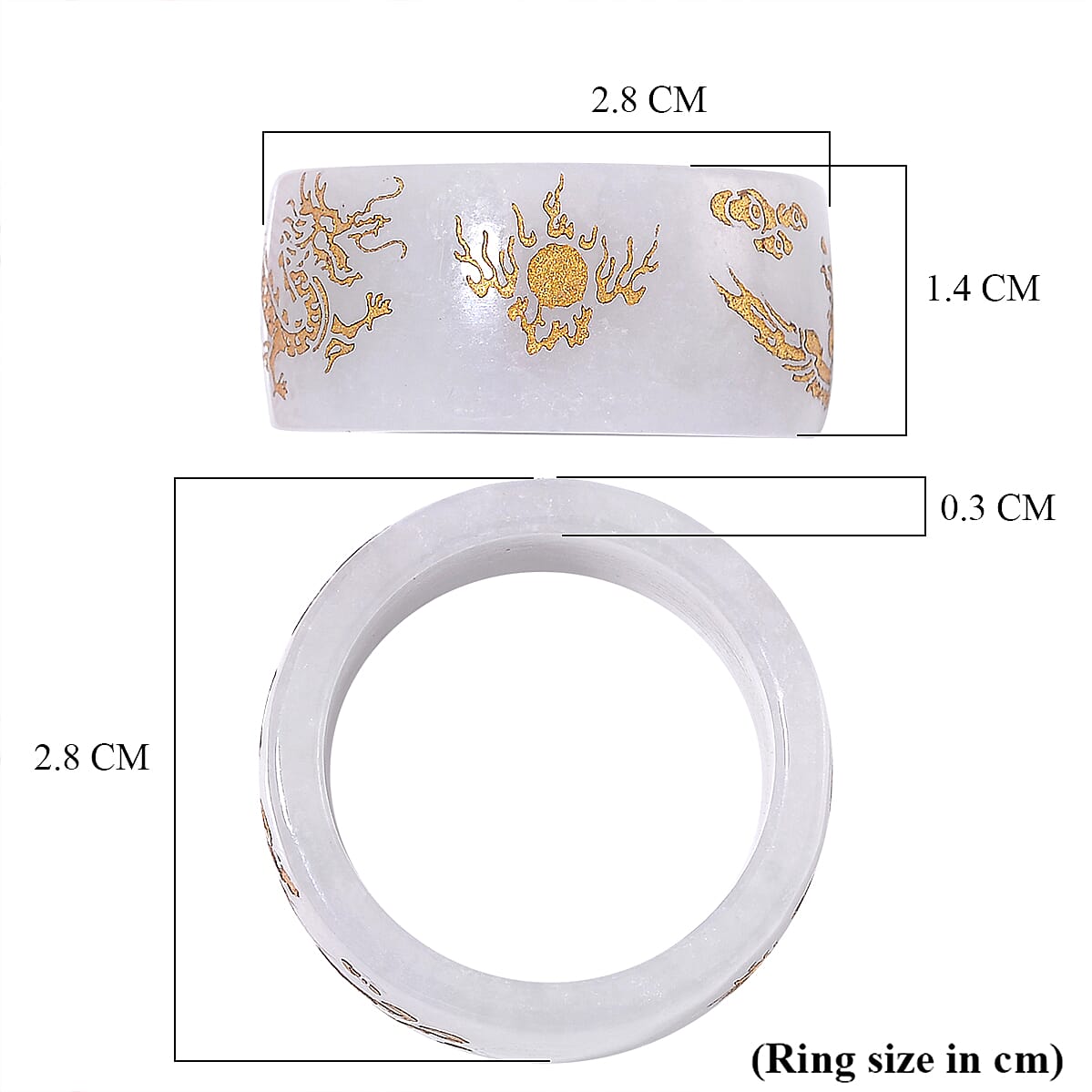 Natural Type A White Jade Dragon Carved Stone Band Ring 35 Ct. 7968571 5
